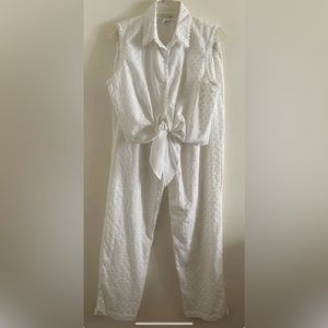 ☀️ RARE! Vintage Victoria's Secret Country White Top Pants Eyelet Lace Cotton S